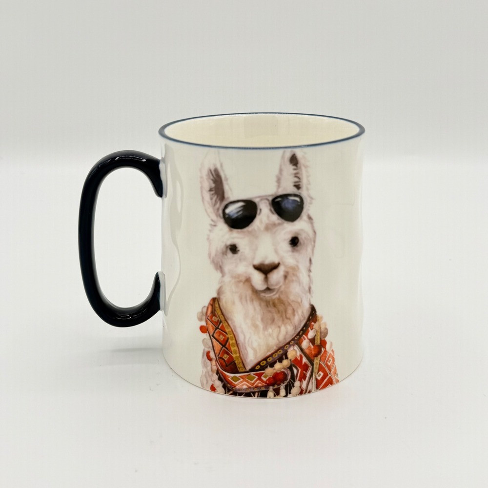 Signature Housewares Hipster Llama Sunglasses Stoneware Mug 14-16 Oz